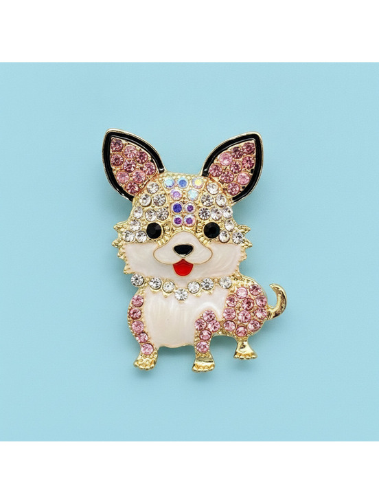 Jewelry - Corgi Inlaid Enamel Puppy Brooch
